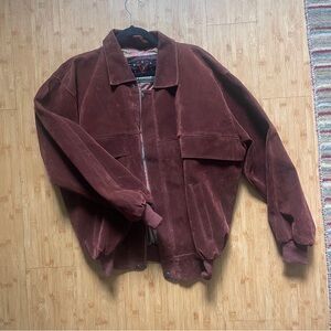 Men's Suede Bomber Jacket in Dark Brown